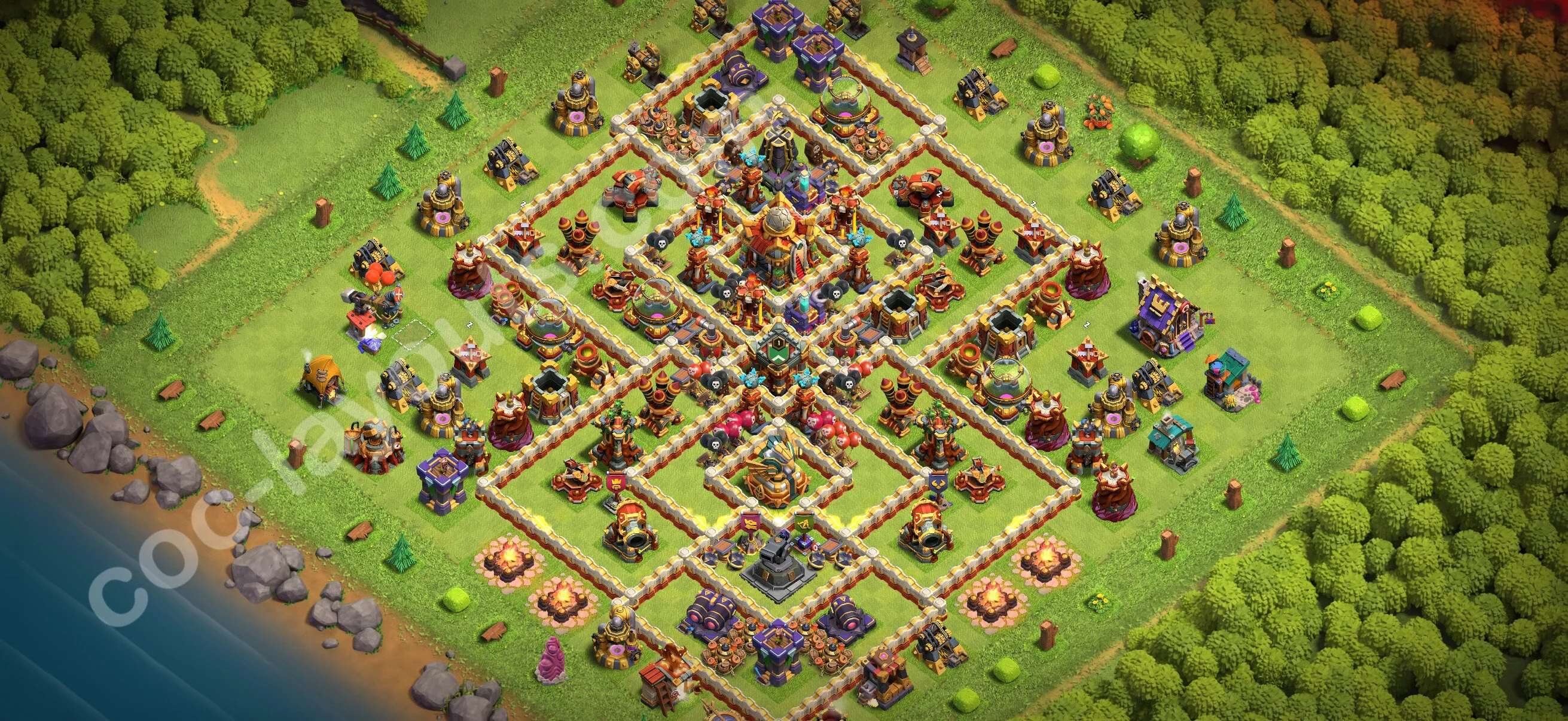 Anti 3 Stars Base TH16 with Link - best plan / layout / design - Clash of Clans 2026 - (#83) — Defense TH16