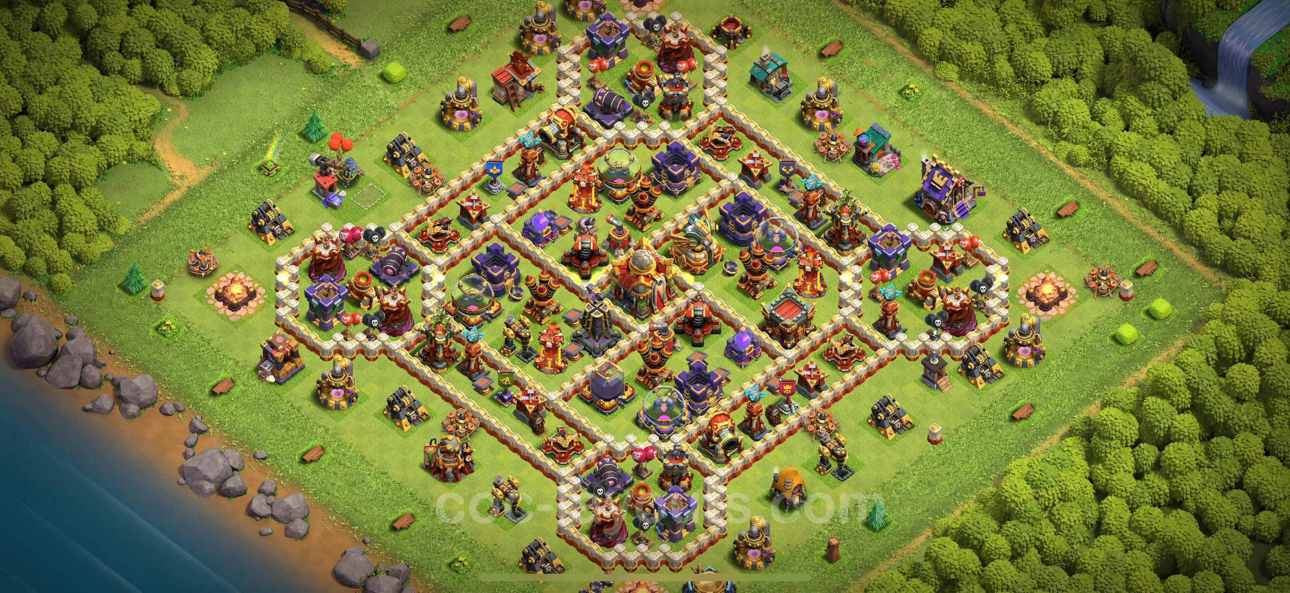 Farming Base TH16 with Link, Anti Air / Electro Dragon - plan / layout / design - Clash of Clans - (#23) — Farm TH16
