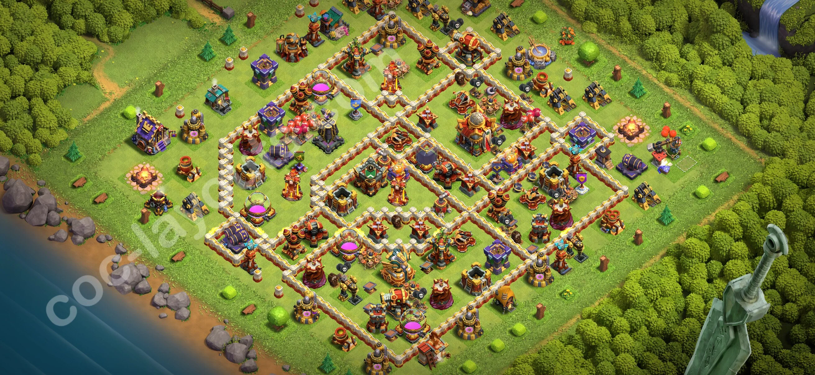 Farming Base TH16 with Link, Anti 3 Stars, Hybrid - plan / layout / design - Clash of Clans 2026 - (#32) — Фарм TH16