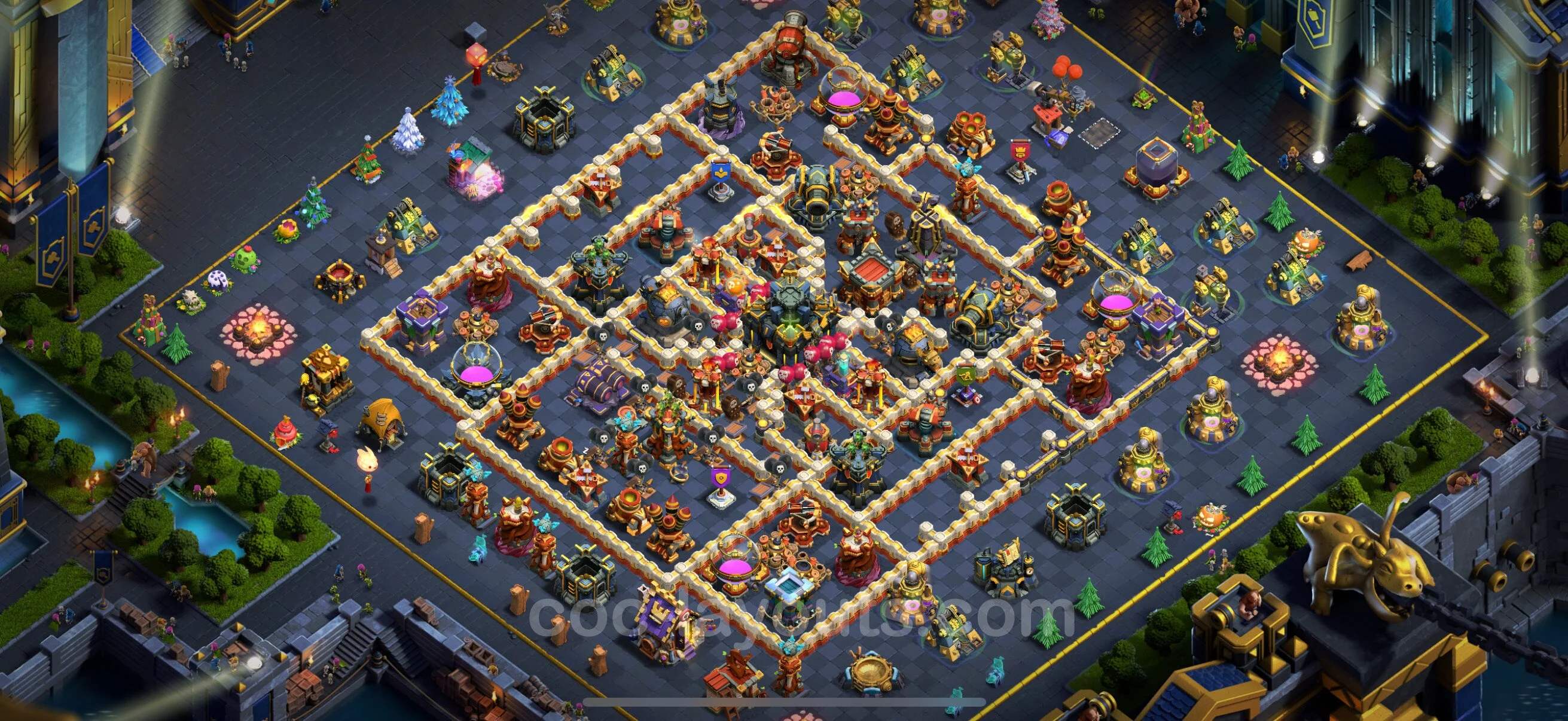Anti 3 Stars Base TH17 with Link - best plan / layout / design - Clash of Clans - (#12) — Verdediging TH17