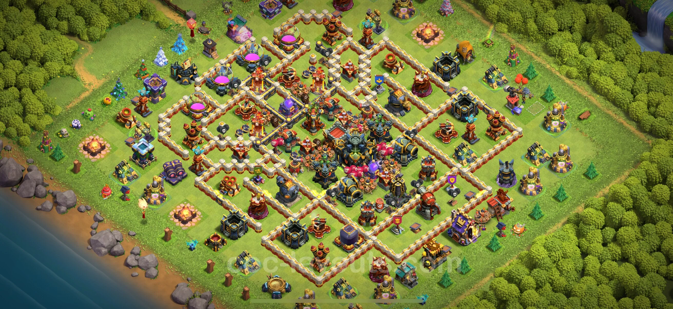 Anti 2 Stars Base TH17 with Link, Hybrid - best plan / layout / design - Clash of Clans - (#13) — Защита TH17