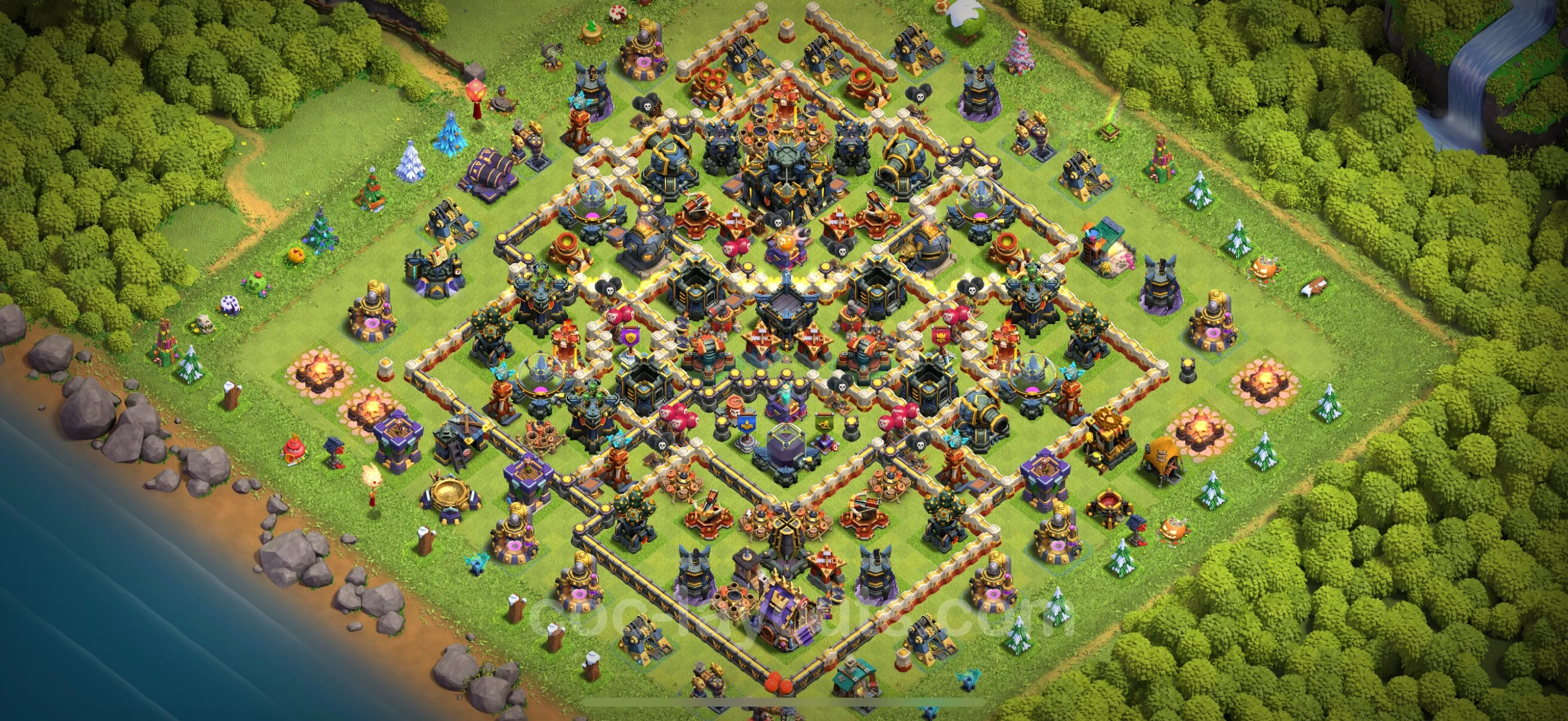 Anti 3 Stars Base TH17 with Link, Hybrid - best plan / layout / design - Clash of Clans - (#19) — Защита TH17