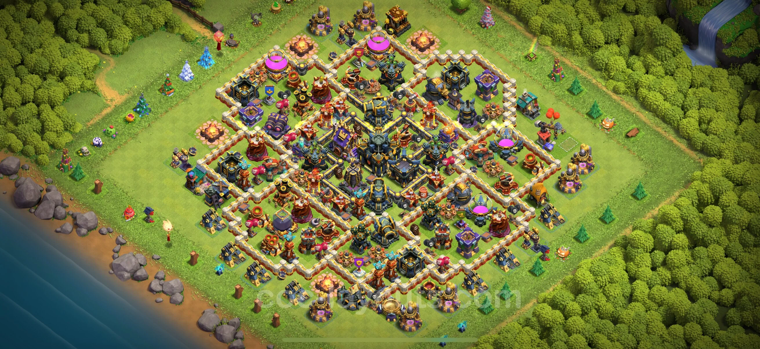 Top Base TH17 with Link, Hybrid - Anti Everything Defence Plan - Clash of Clans - (#21) — Verdediging TH17