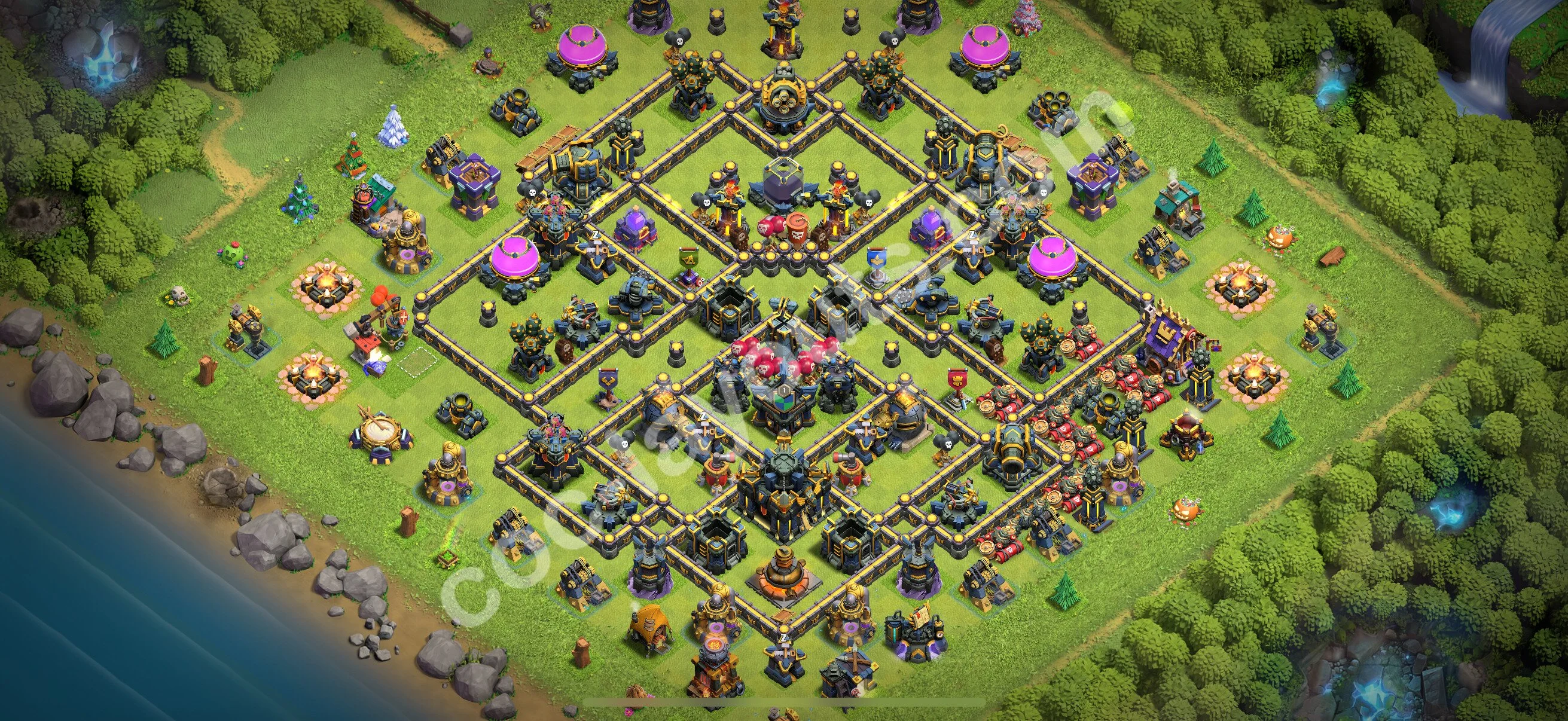 Anti 3 Stars Base TH17 with Link, Hybrid - best plan / layout / design - Clash of Clans 2026 - (#55) — Defense TH17