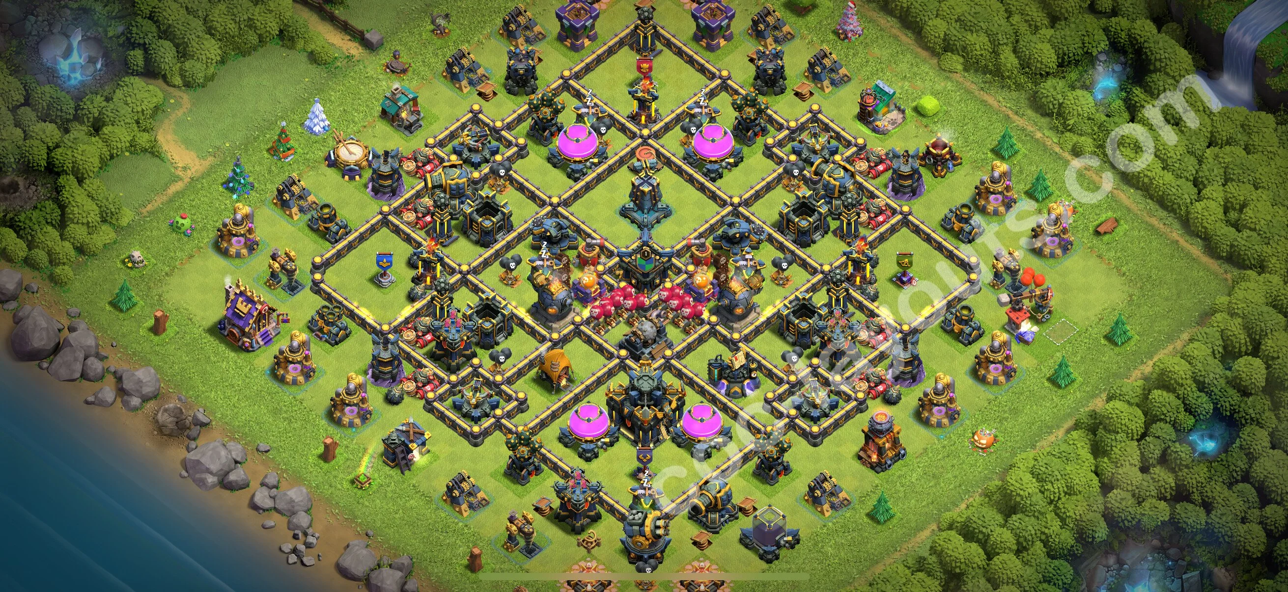 Defense (Trophy) Base TH17 with Link - plan / layout / design - Clash of Clans 2026 - (#60) — Verdediging TH17