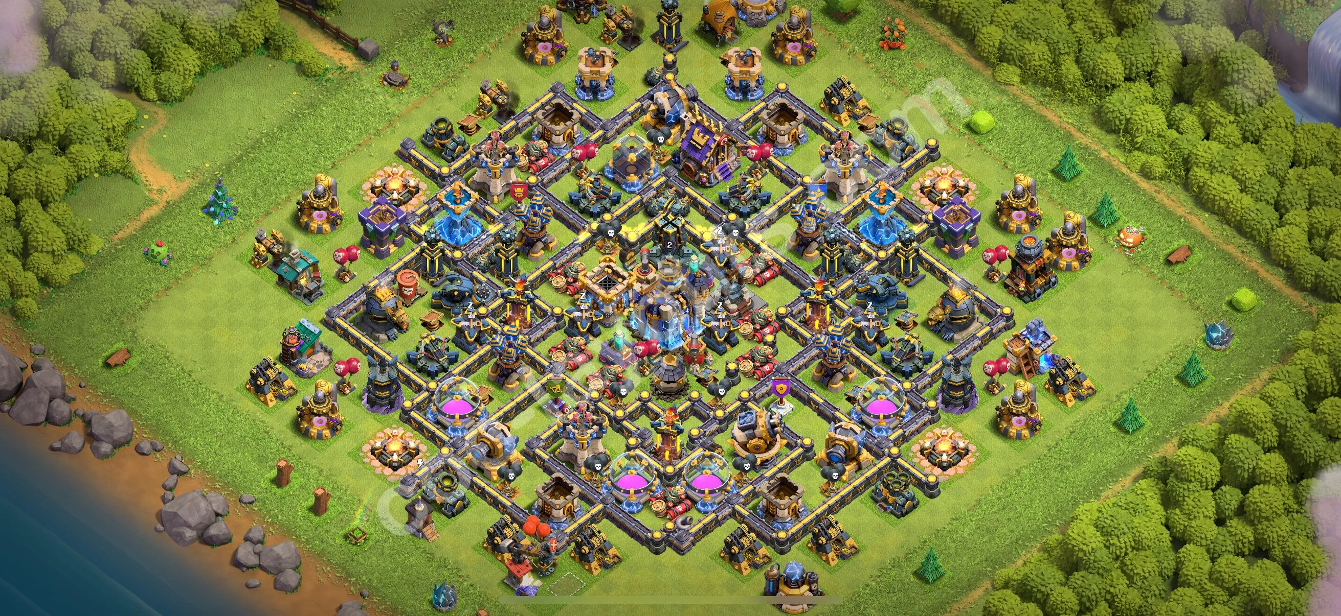 Base TH18 with Link, Hybrid - Anti Dragon Defence Plan / Anti Air - Clash of Clans 2026 - (#40) — Obrona TH18