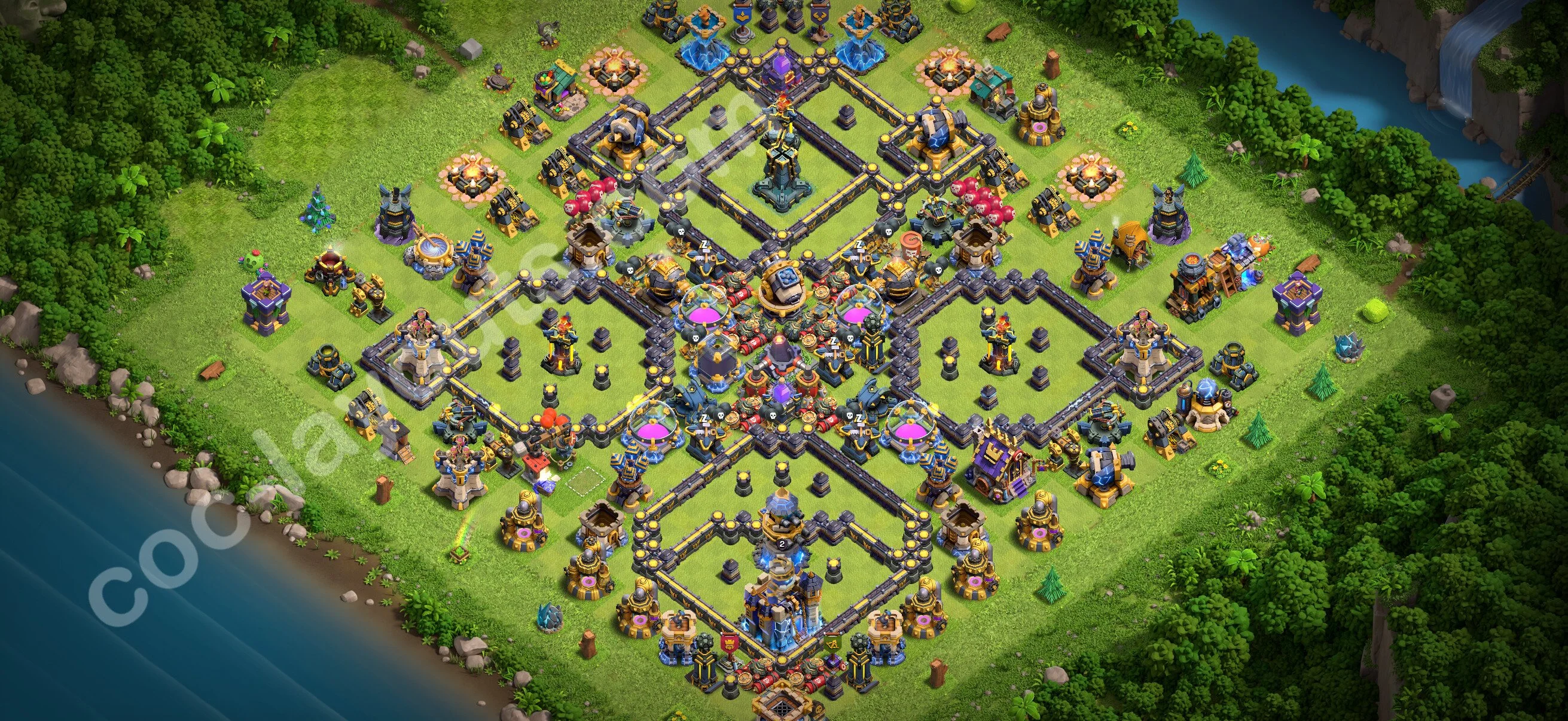 Anti 3 Stars Base TH18 with Link, Hybrid - best plan / layout / design - Clash of Clans 2026 - (#58) — Verdediging TH18