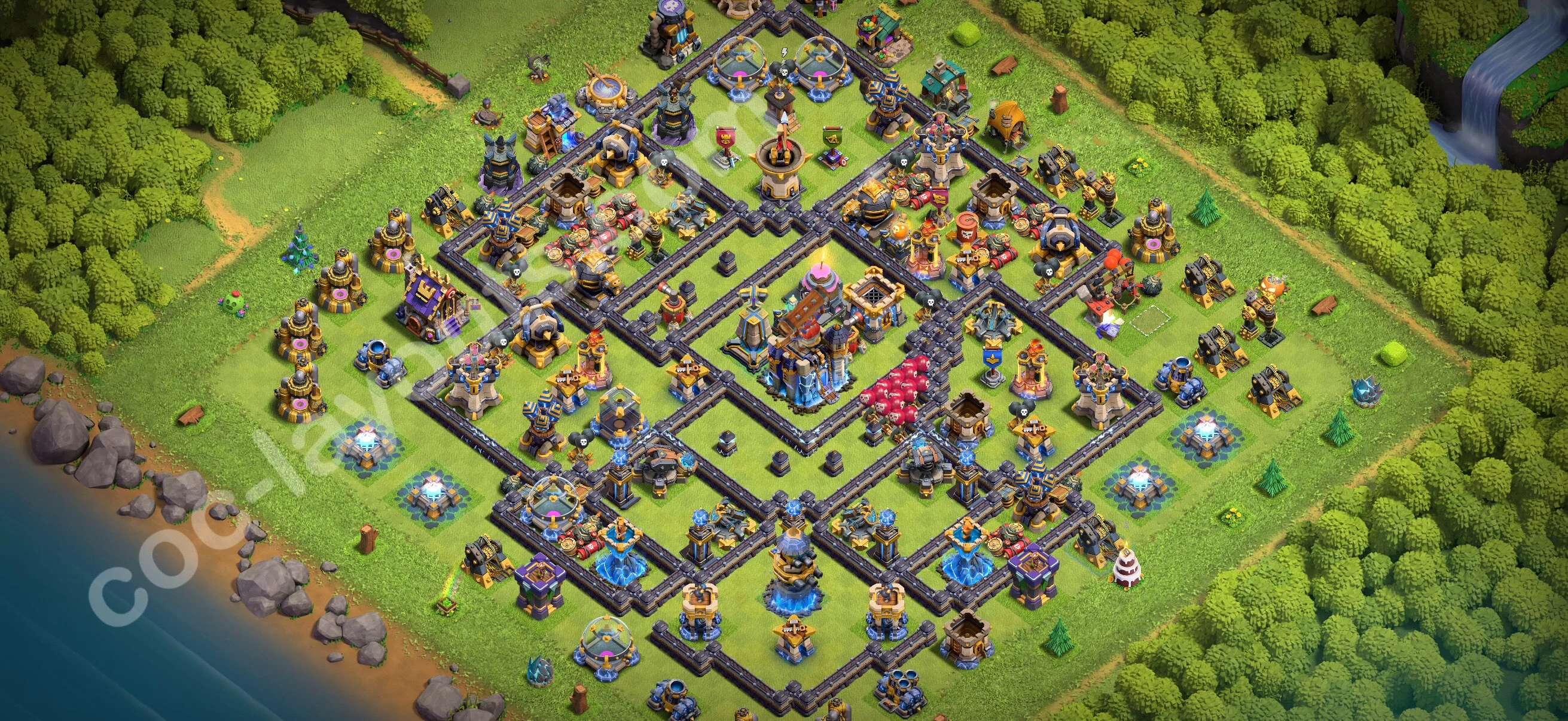 Defense (Trophy) Base TH18 with Link, Anti Everything - plan / layout / design - Clash of Clans 2026 - (#78) — Defense TH18
