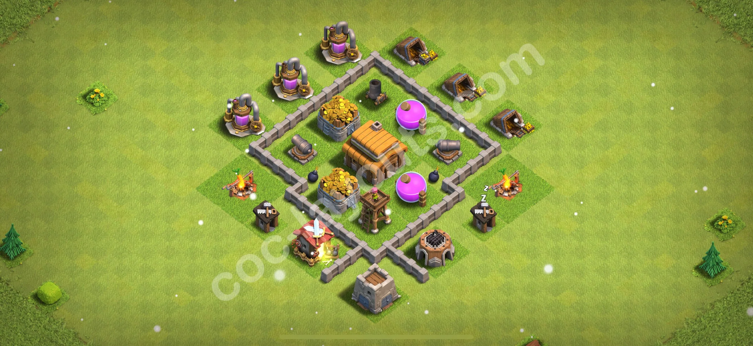 Defense (Trophy) Base TH3, Hybrid - plan / layout / design - Clash of Clans 2026 - (#100) — Захист TH3