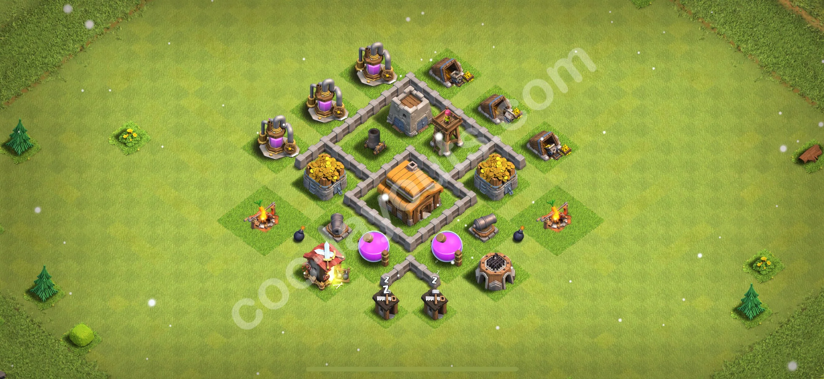 Defense (Trophy) Base TH3, Anti Everything, Hybrid - plan / layout / design - Clash of Clans 2026 - (#103) — Verdediging TH3