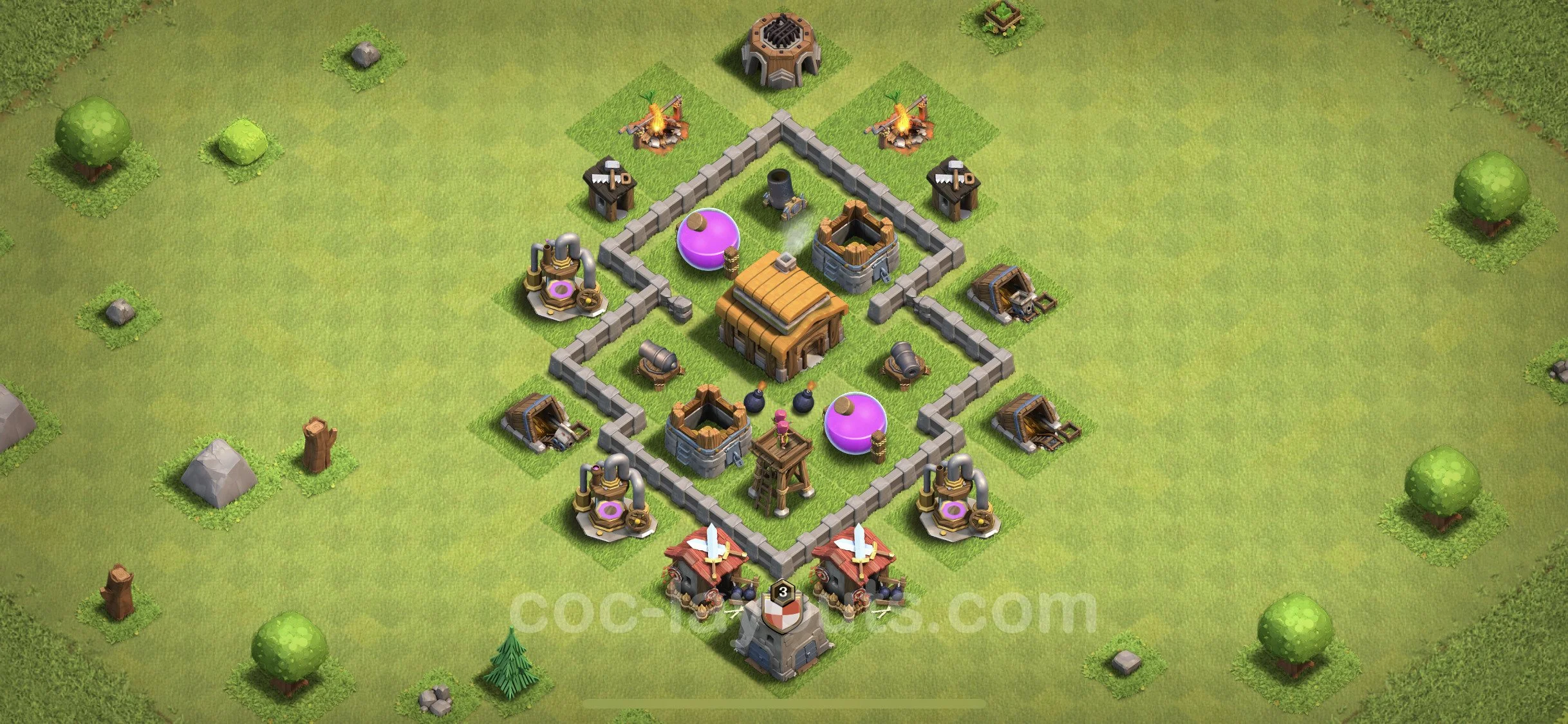 Defense (Trophy) Base TH3, Hybrid - plan / layout / design - Clash of Clans - (#43) — Защита TH3