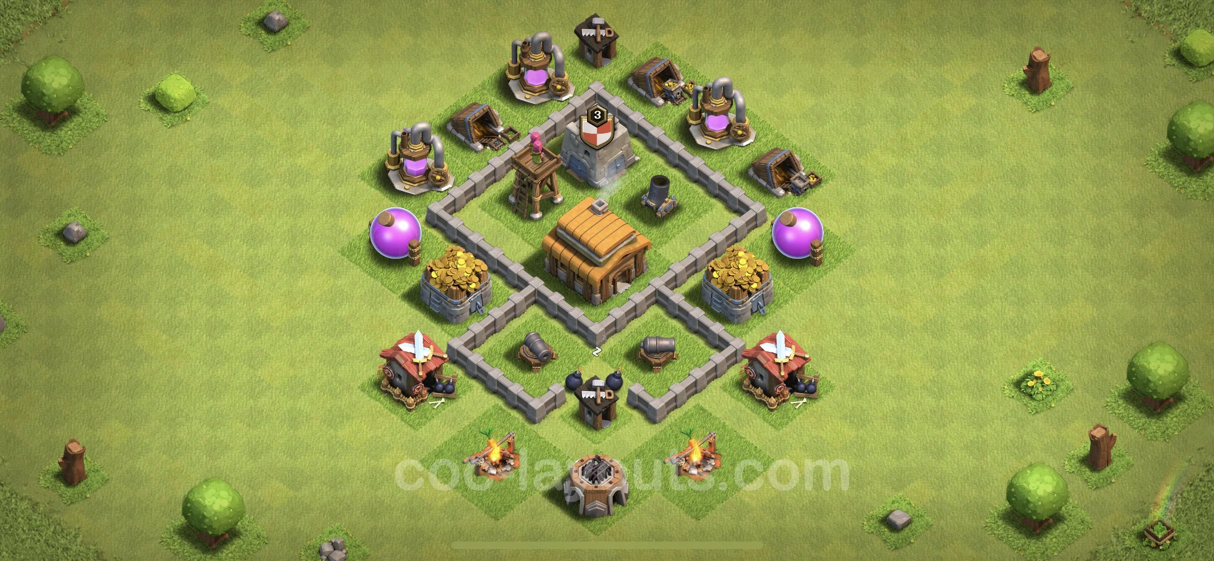 Unbeatable Base TH3, Anti Everything - best plan / Anti Loot / design - Clash of Clans - (#45) — Defesa TH3
