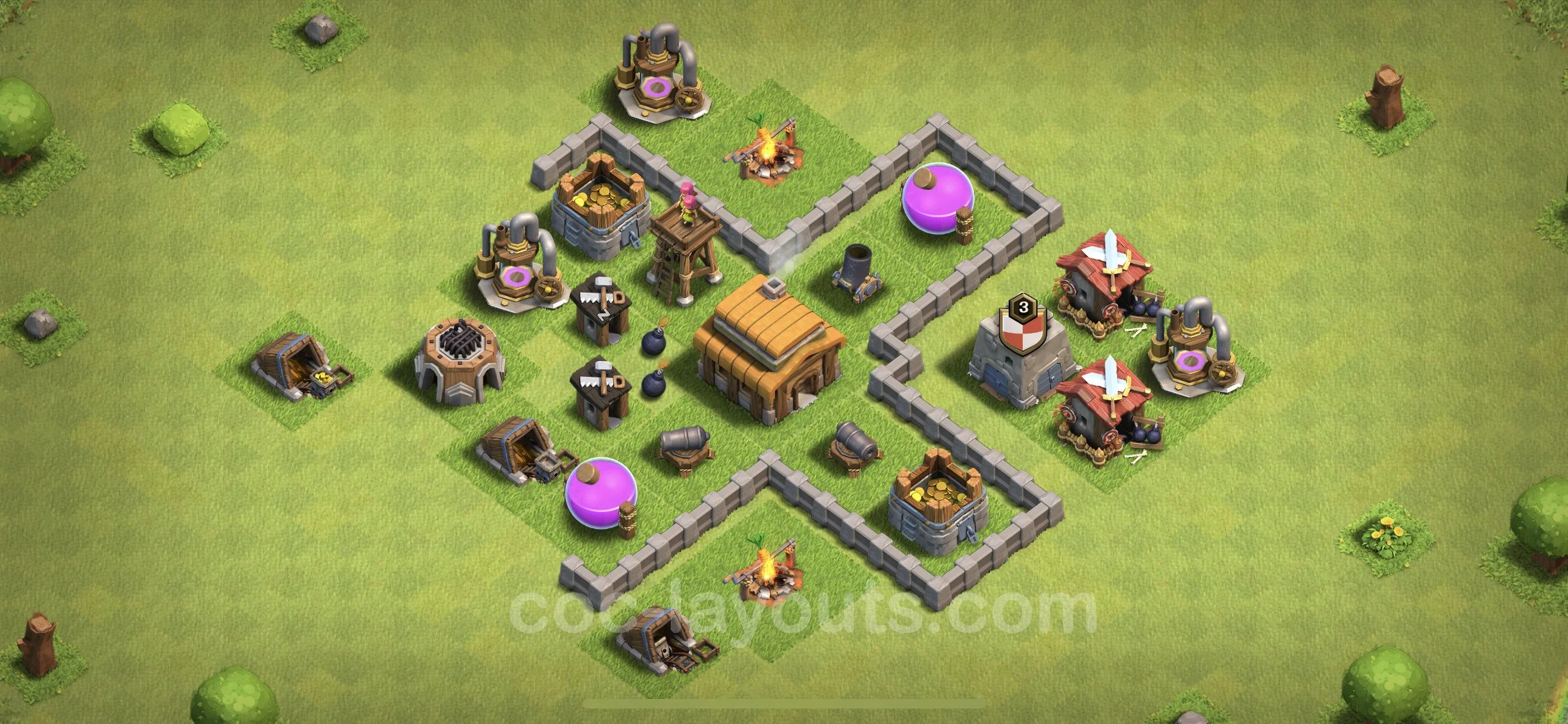 Top Base TH3 - Anti Everything Defence Plan - Clash of Clans - (#46) — Defensa TH3