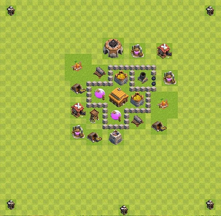 Defense (Trophy) Base TH3 - plan / layout / design - Clash of Clans - (#14) — Verdediging TH3