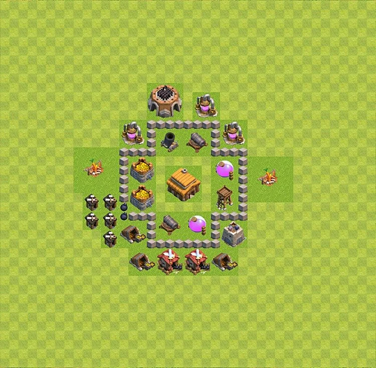 Defense (Trophy) Base TH3 - plan / layout / design - Clash of Clans - (#28) — Defensa TH3
