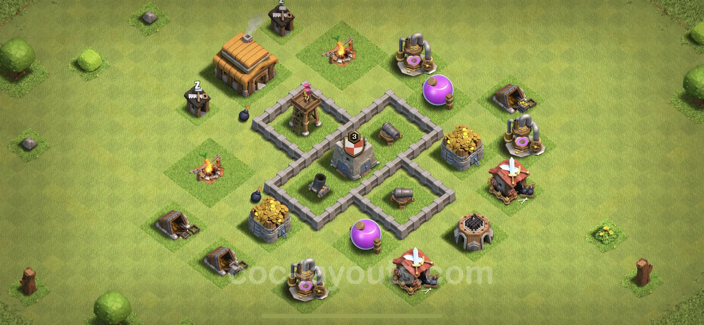 Farming Base TH3 - plan / layout / design - Clash of Clans - (#101) — Farming TH3