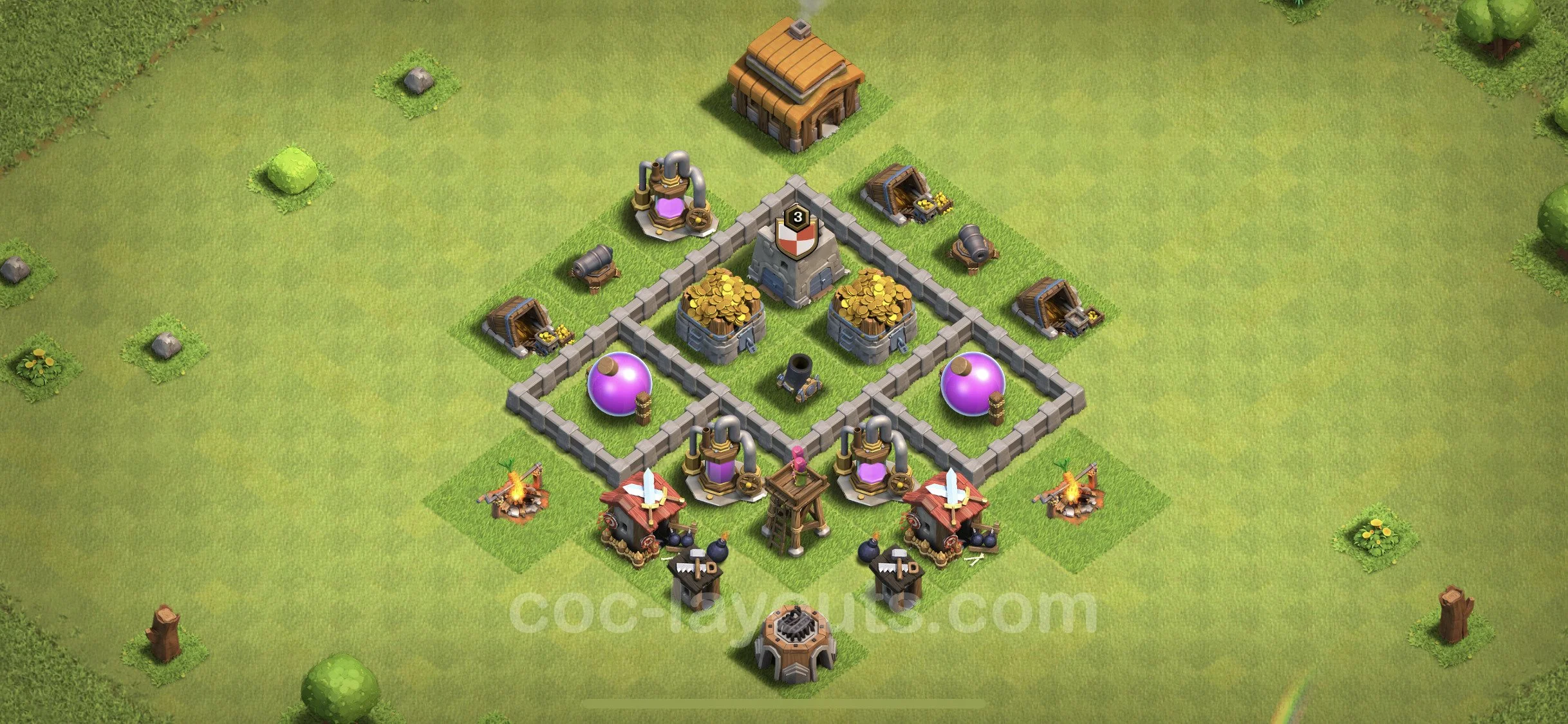 Farming Base TH3 - plan / layout / design - Clash of Clans - (#103) — Farming TH3