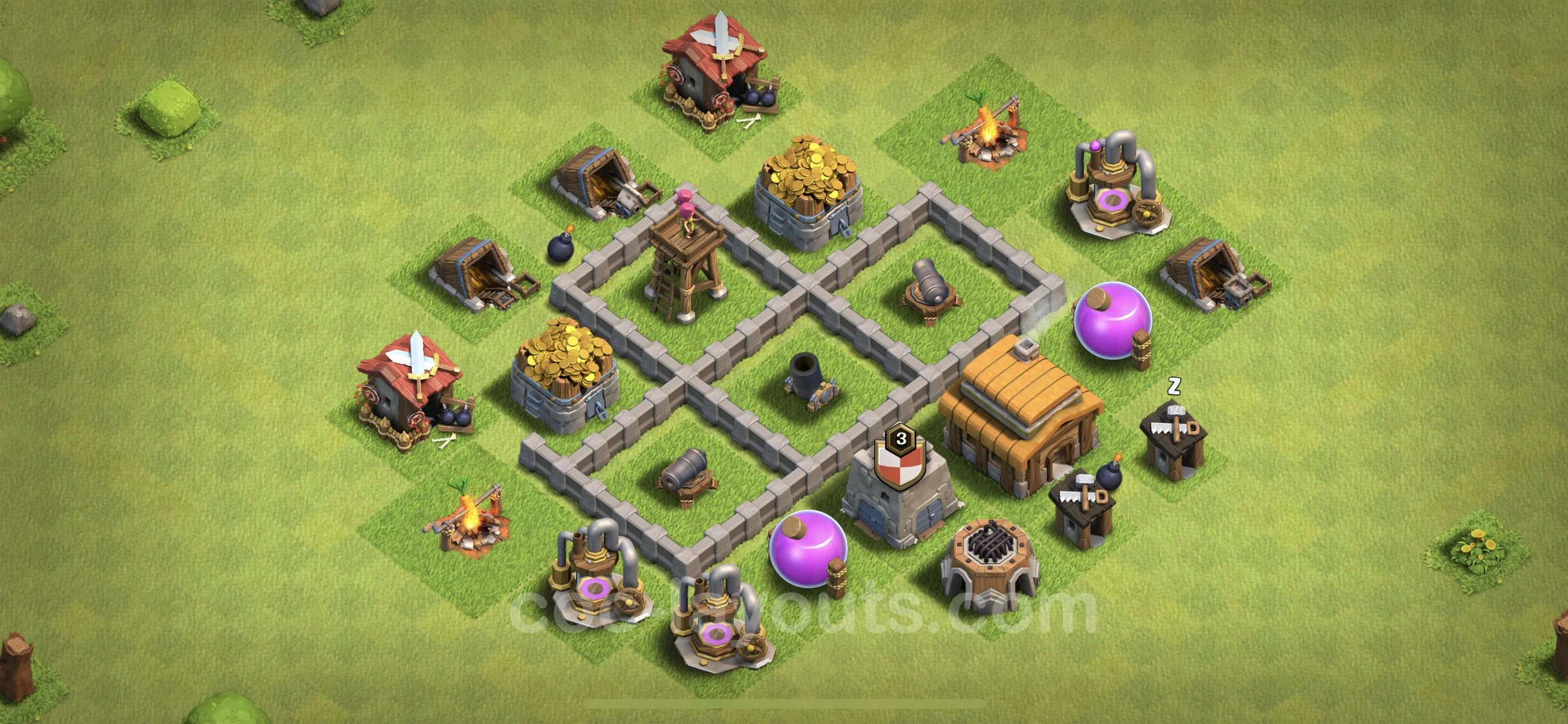 Farming Base TH3 Max Levels - plan / layout / design - Clash of Clans - (#45) — Фарм TH3