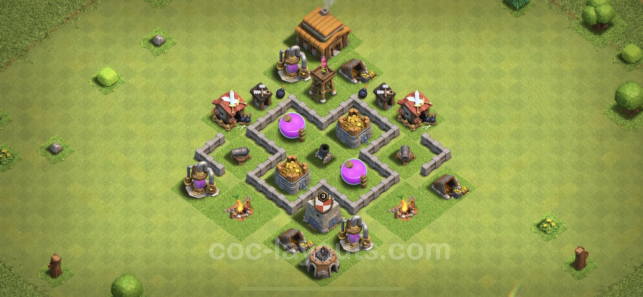 Farming Base TH3 Max Levels - plan / layout / design - Clash of Clans - (#46) — Фарм TH3