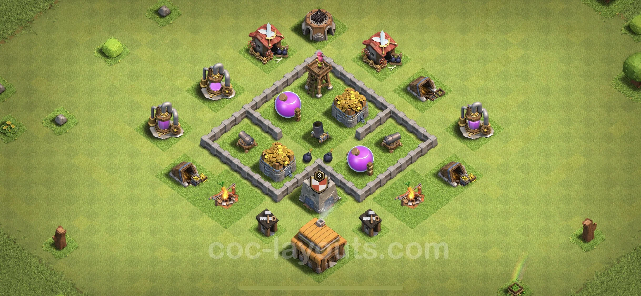 Farming Base TH3 Max Levels - plan / layout / design - Clash of Clans - (#51) — Фарм TH3