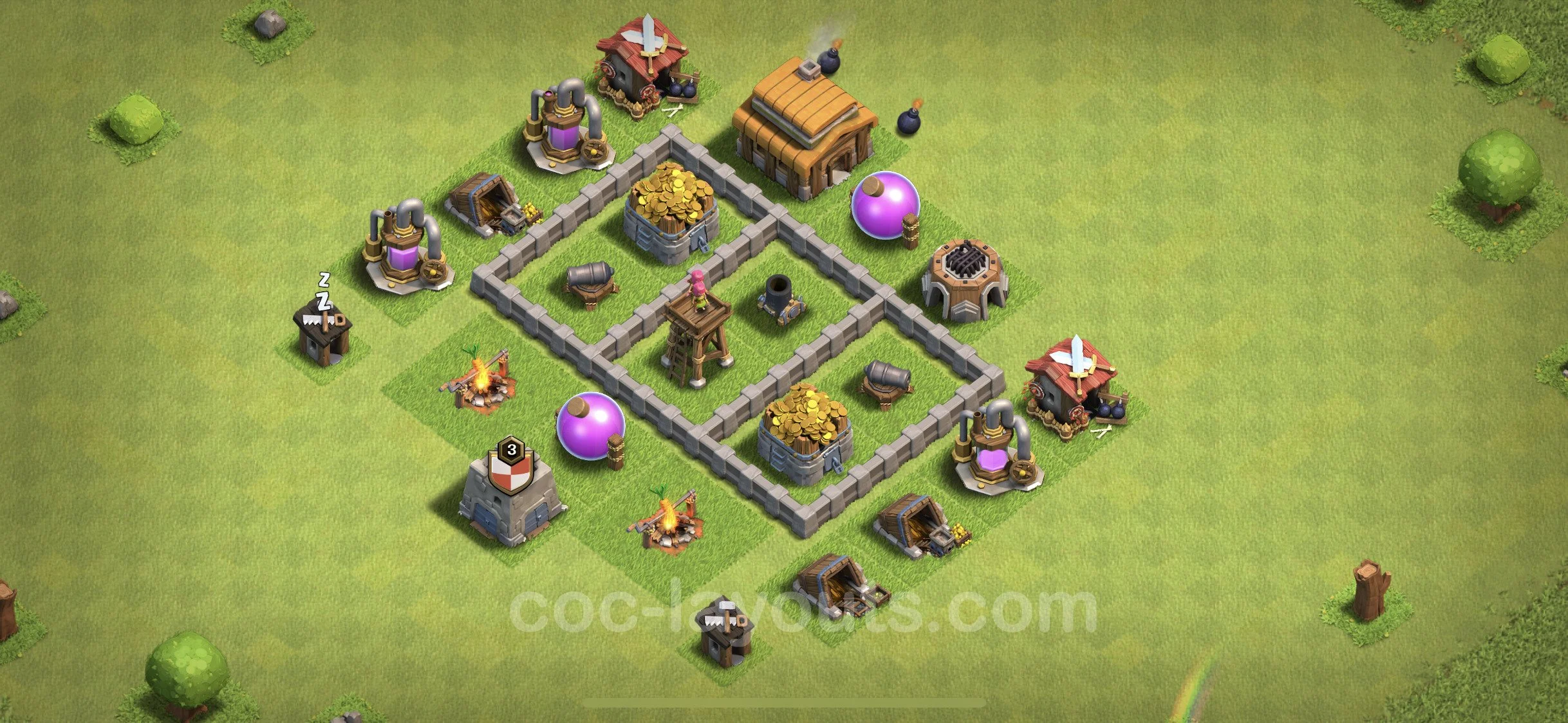 Farming Base TH3 Max Levels - plan / layout / design - Clash of Clans - (#97) — Çiftlik TH3