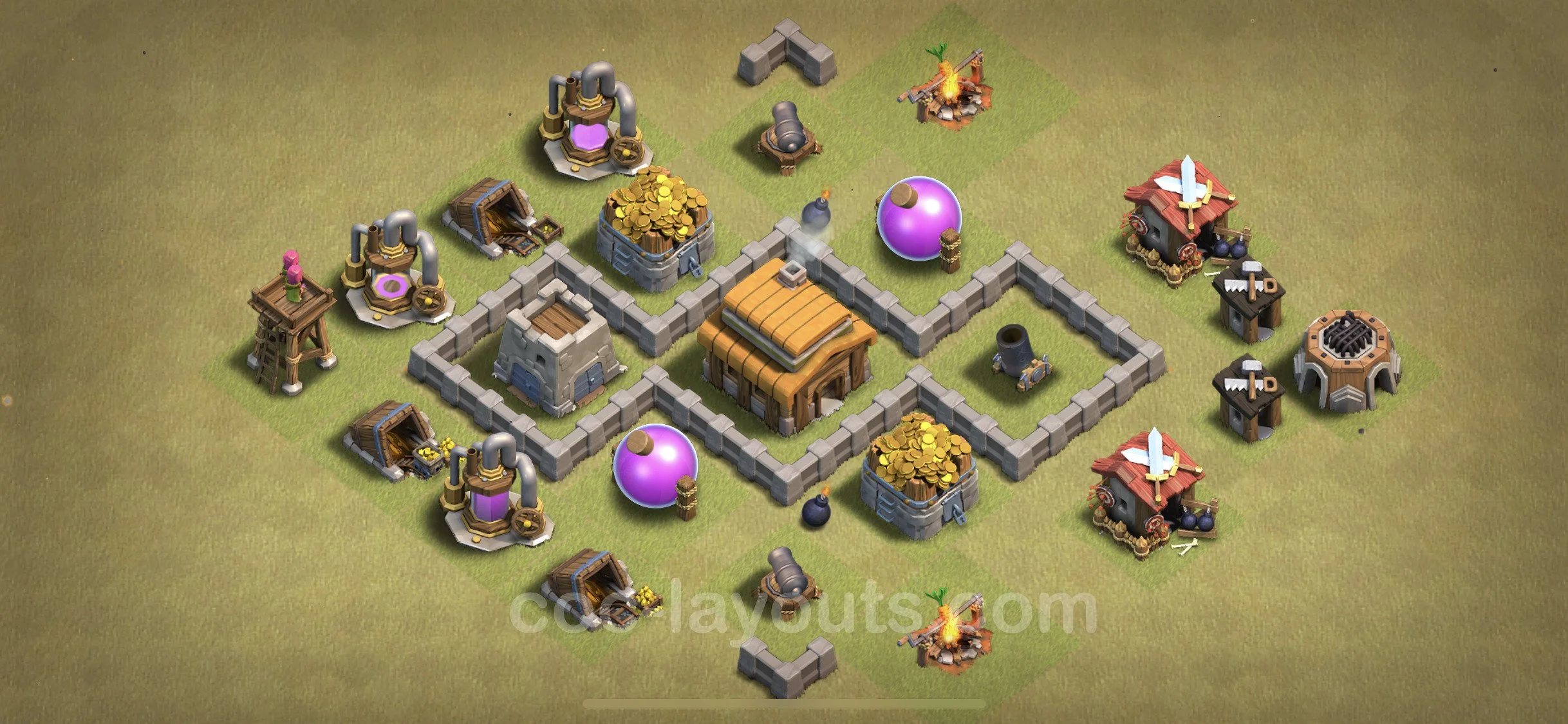 Top War Base TH3, Anti 3 Stars - Max Levels CWL Plan - Clash of Clans - (#7)