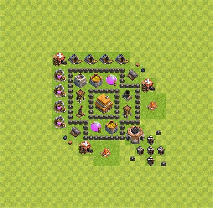 Defense (Trophy) Base TH4 - plan / layout / design - Clash of Clans - (#11) — Verteidigung TH4