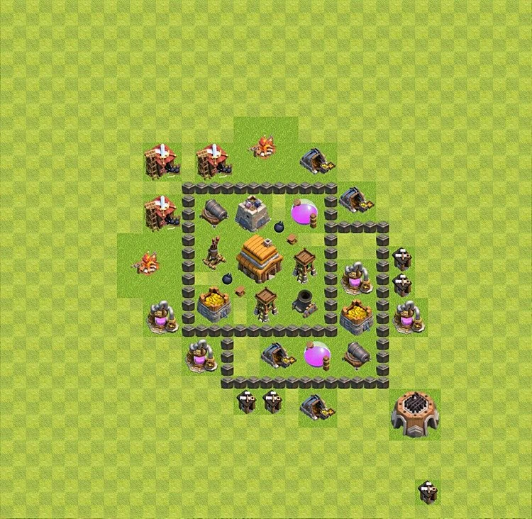 Defense (Trophy) Base TH4 - plan / layout / design - Clash of Clans - (#12) — Verdediging TH4