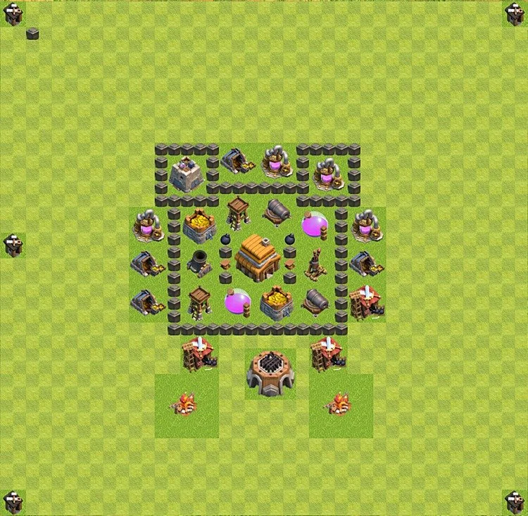Defense (Trophy) Base TH4 - plan / layout / design - Clash of Clans - (#14) — Захист TH4
