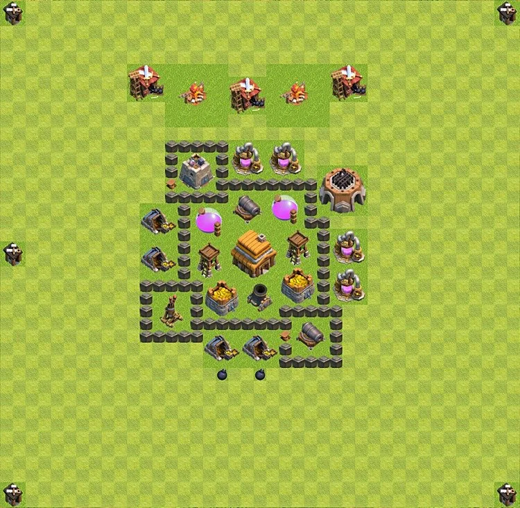 Defense (Trophy) Base TH4 - plan / layout / design - Clash of Clans - (#15) — Защита TH4