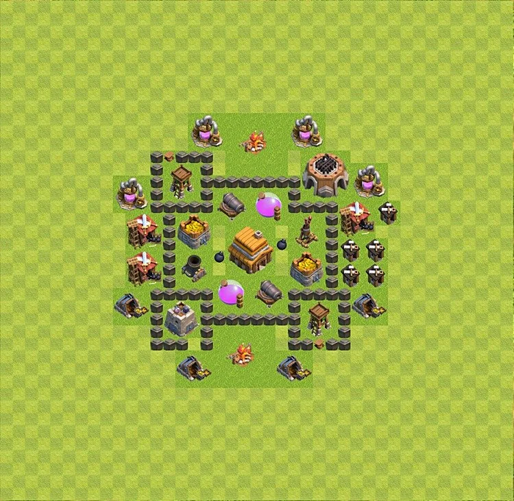 Defense (Trophy) Base TH4 - plan / layout / design - Clash of Clans - (#16) — Защита TH4