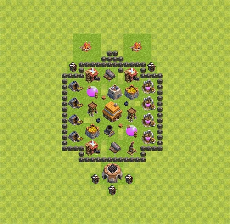 Defense (Trophy) Base TH4 - plan / layout / design - Clash of Clans - (#17) — Verteidigung TH4