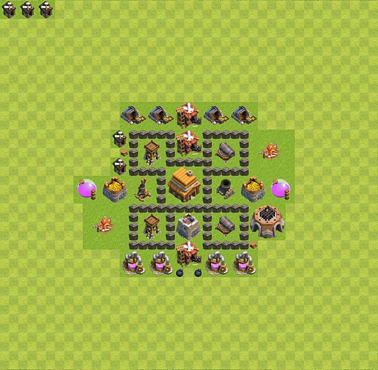 Defense (Trophy) Base TH4 - plan / layout / design - Clash of Clans - (#18) — Verteidigung TH4
