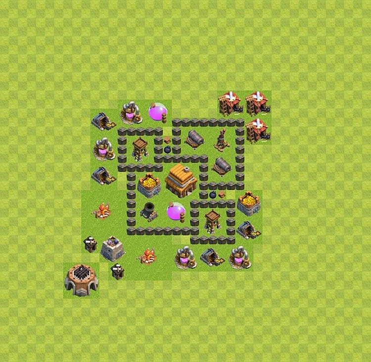 Defense (Trophy) Base TH4 - plan / layout / design - Clash of Clans - (#2)