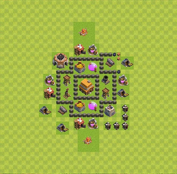 Defense (Trophy) Base TH4 - plan / layout / design - Clash of Clans - (#20) — Obrona TH4