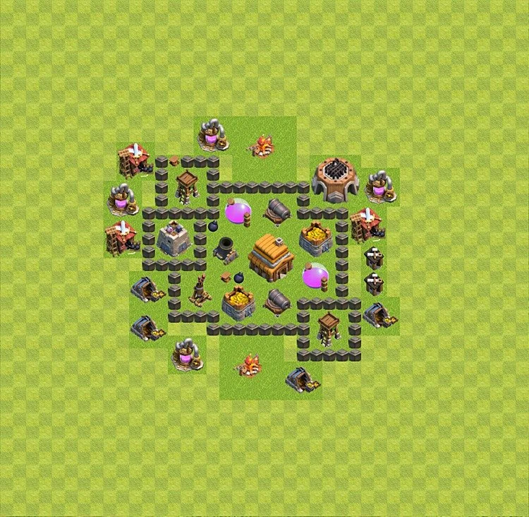 Defense (Trophy) Base TH4 - plan / layout / design - Clash of Clans - (#21) — Obrona TH4