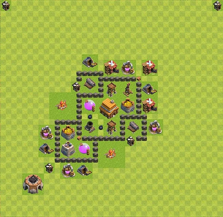 Defense (Trophy) Base TH4 - plan / layout / design - Clash of Clans - (#22) — Защита TH4