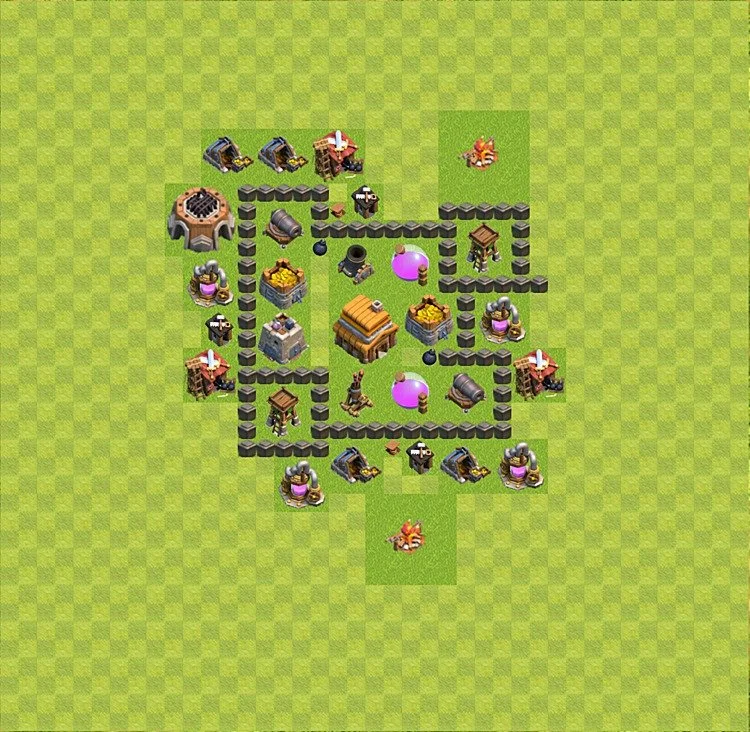 Defense (Trophy) Base TH4 - plan / layout / design - Clash of Clans - (#25) — Verdediging TH4