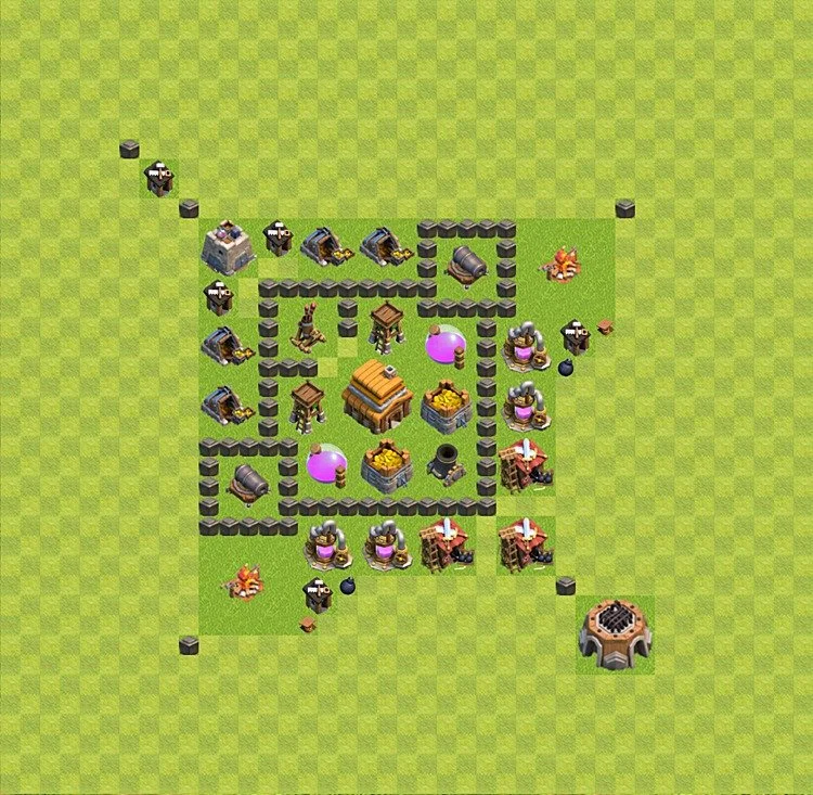 Defense (Trophy) Base TH4 - plan / layout / design - Clash of Clans - (#28) — Verdediging TH4