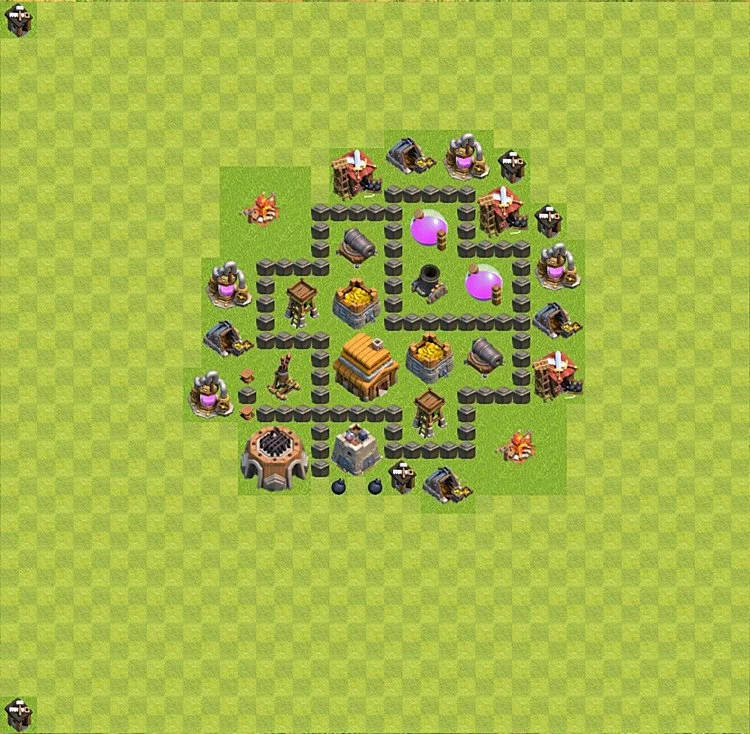 Defense (Trophy) Base TH4 - plan / layout / design - Clash of Clans - (#29) — Verteidigung TH4