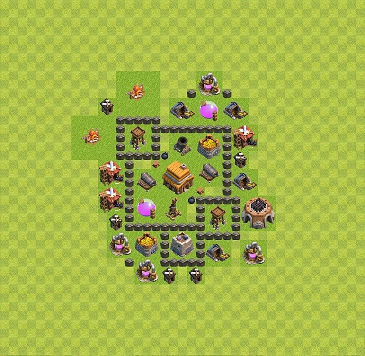 Defense (Trophy) Base TH4 - plan / layout / design - Clash of Clans - (#3)