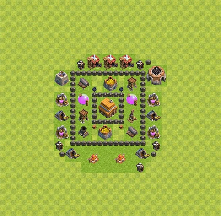 Defense (Trophy) Base TH4 - plan / layout / design - Clash of Clans - (#31) — Захист TH4