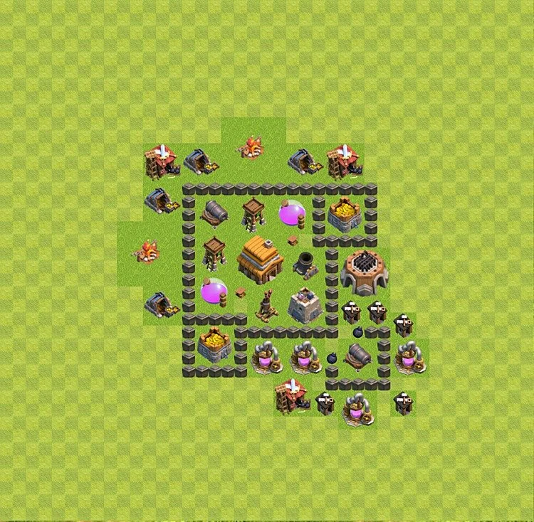 Defense (Trophy) Base TH4 - plan / layout / design - Clash of Clans - (#32) — Verteidigung TH4