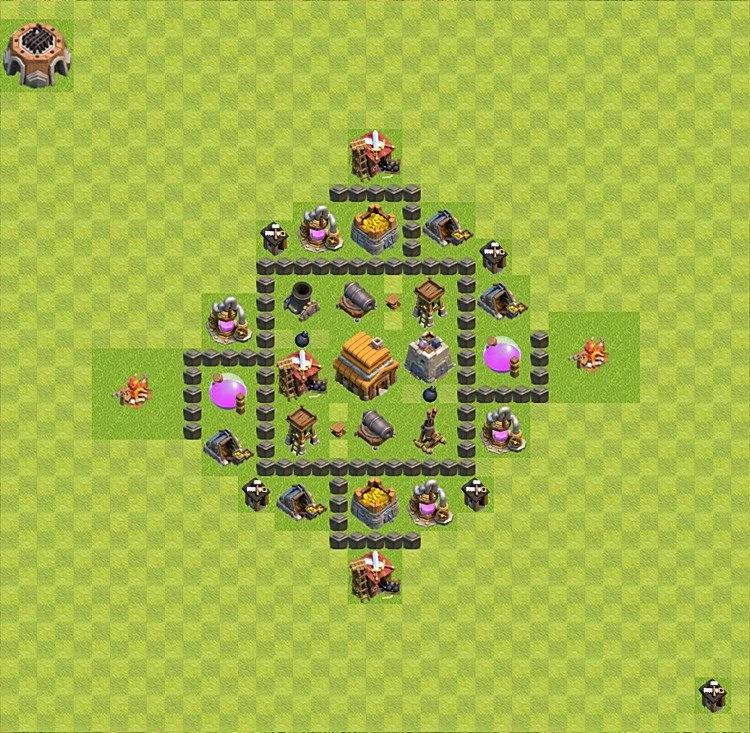 Defense (Trophy) Base TH4 - plan / layout / design - Clash of Clans - (#37) — Verteidigung TH4