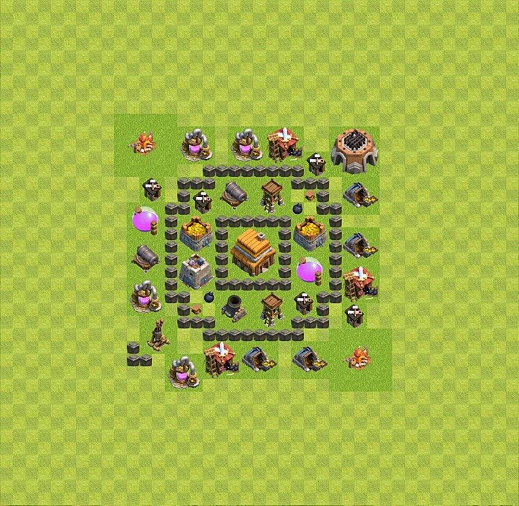 Defense (Trophy) Base TH4 - plan / layout / design - Clash of Clans - (#38) — Defense TH4