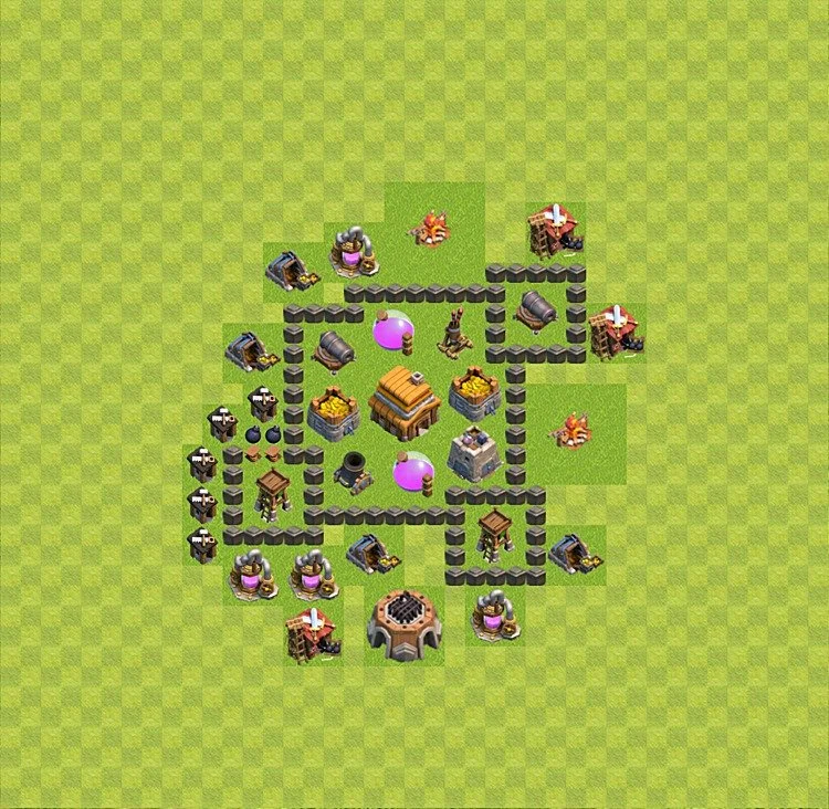 Defense (Trophy) Base TH4 - plan / layout / design - Clash of Clans - (#39) — Защита TH4