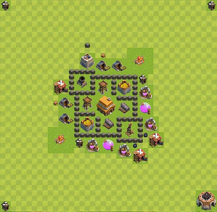 Defense (Trophy) Base TH4 - plan / layout / design - Clash of Clans - (#4)