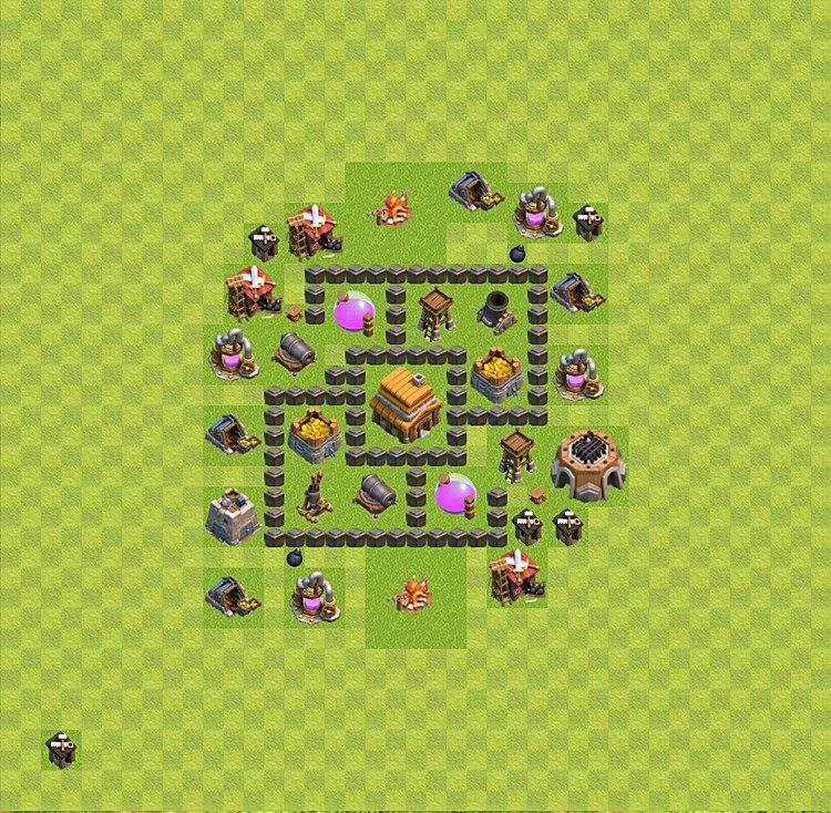 Defense (Trophy) Base TH4 - plan / layout / design - Clash of Clans - (#42) — Défense TH4