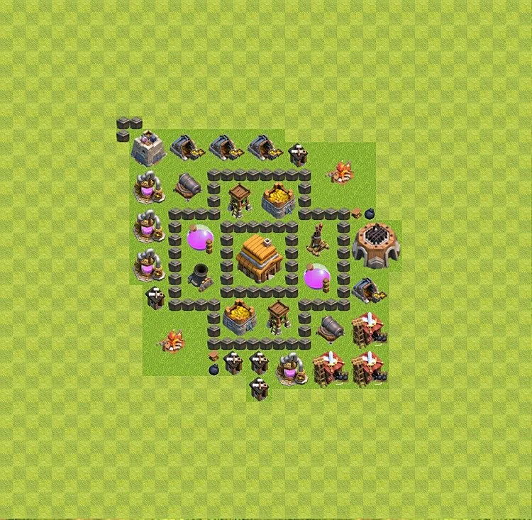 Defense (Trophy) Base TH4 - plan / layout / design - Clash of Clans - (#43) — Verteidigung TH4