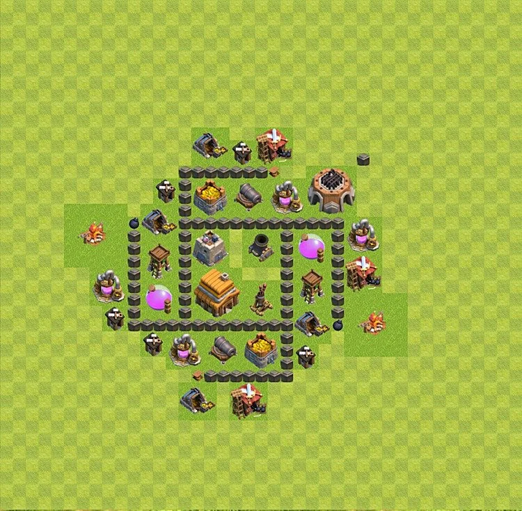 Defense (Trophy) Base TH4 - plan / layout / design - Clash of Clans - (#44) — Defense TH4